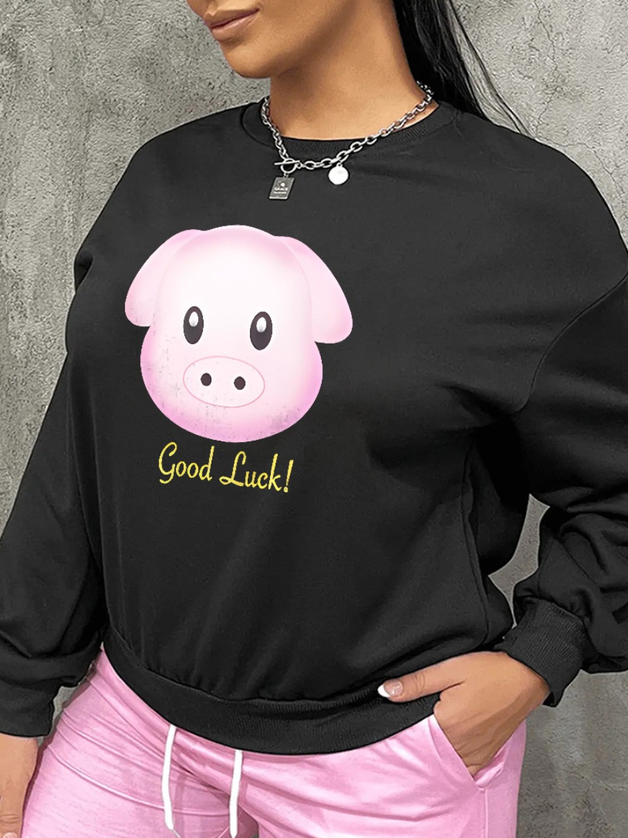 LW Cartoon Letter Print Sweatshirt
