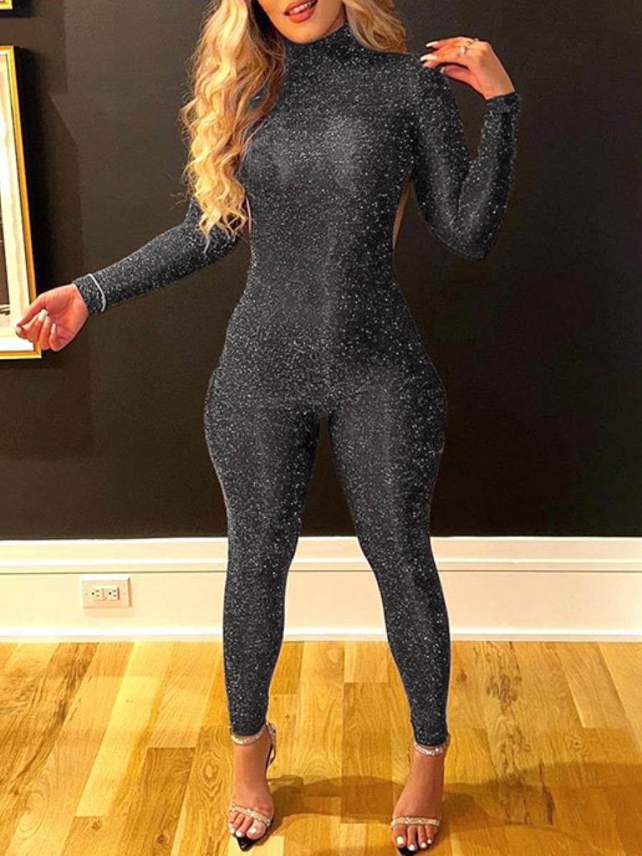 LW SXY Turtleneck Backless Skinny Jumpsuit
