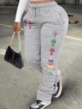 LW Plus Size Cross Print Patchwork Drawstring Sweatpants