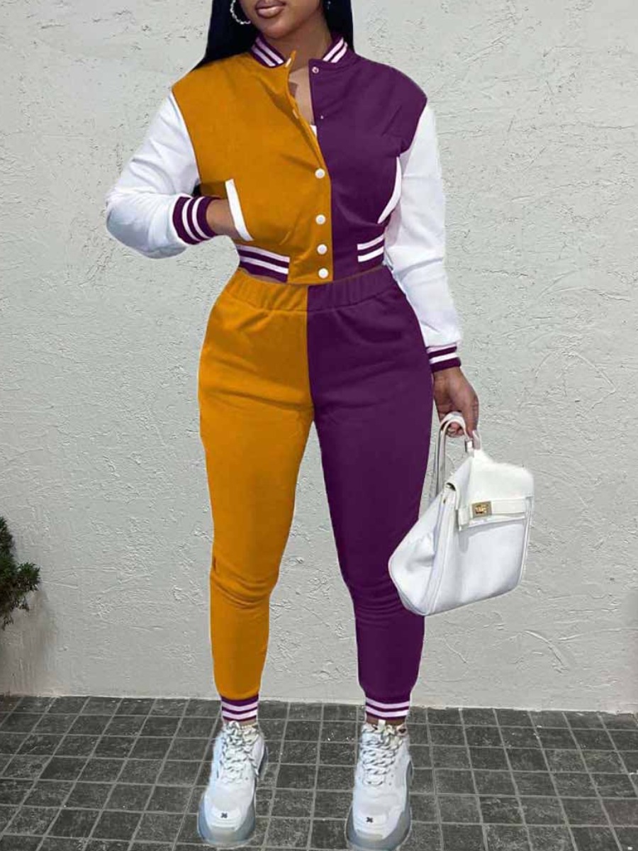 LW Striped Patchwork Pants Set