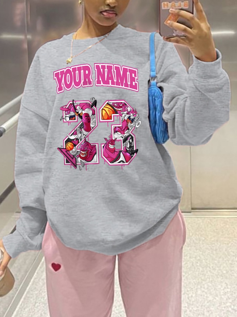 LW Plus Size Cartoon Letter Print Sweatshirt
