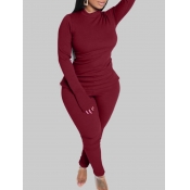 LW BASICS Plus Size Turtleneck Slit Skinny Pants S