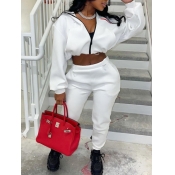 LW Crop Top Zipper Design Drawstring Pants Set