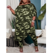 LW Plus Size Camo Print Asymmetrical Loose Pants S