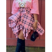 LW Plus Size Plaid Print Asymmetrical Skirt