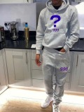 LW Men Hooded Collar Kangaroo Pocket Tracksuit Set