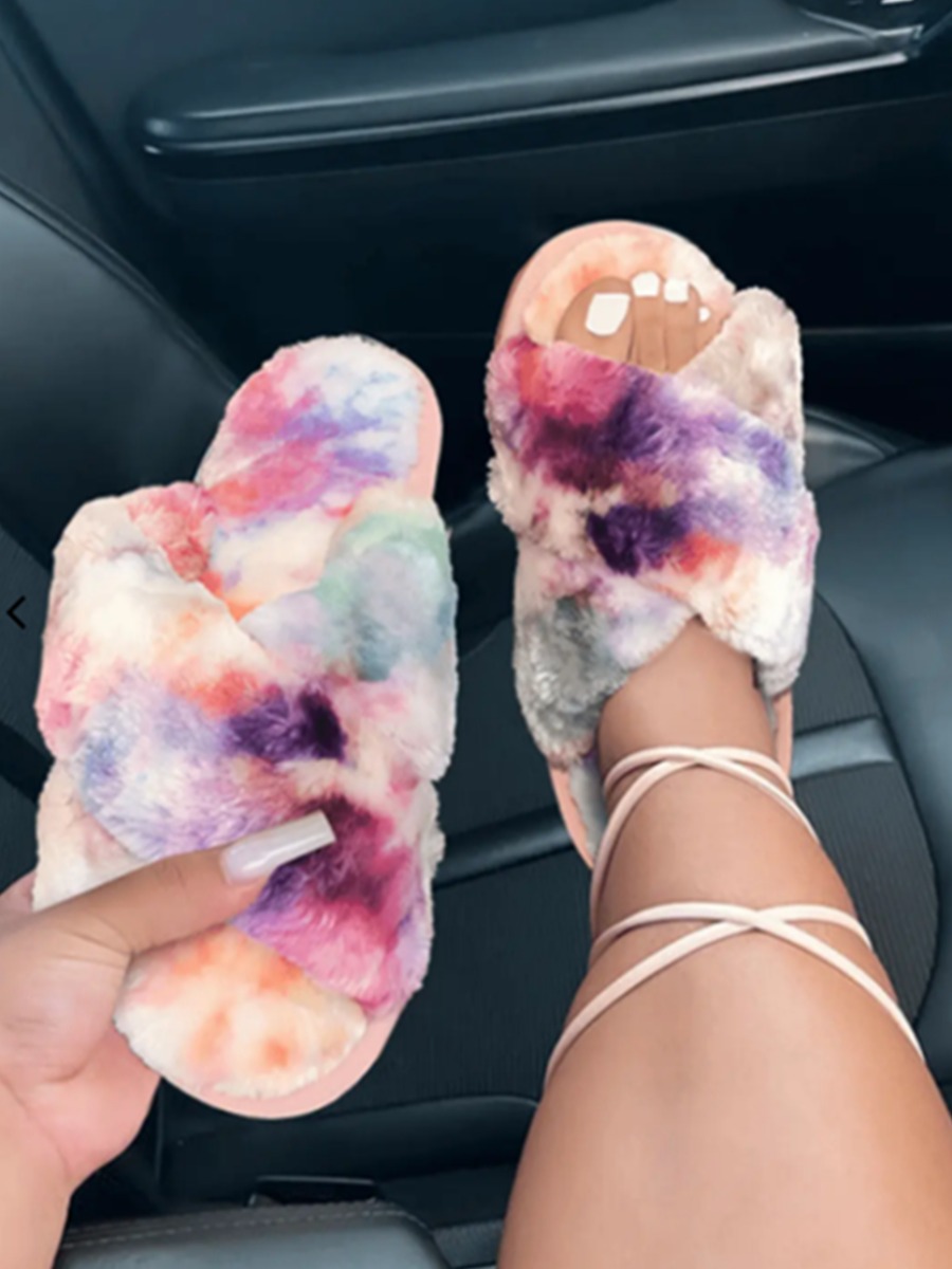 LW Cross Strap Tie Dye Slippers