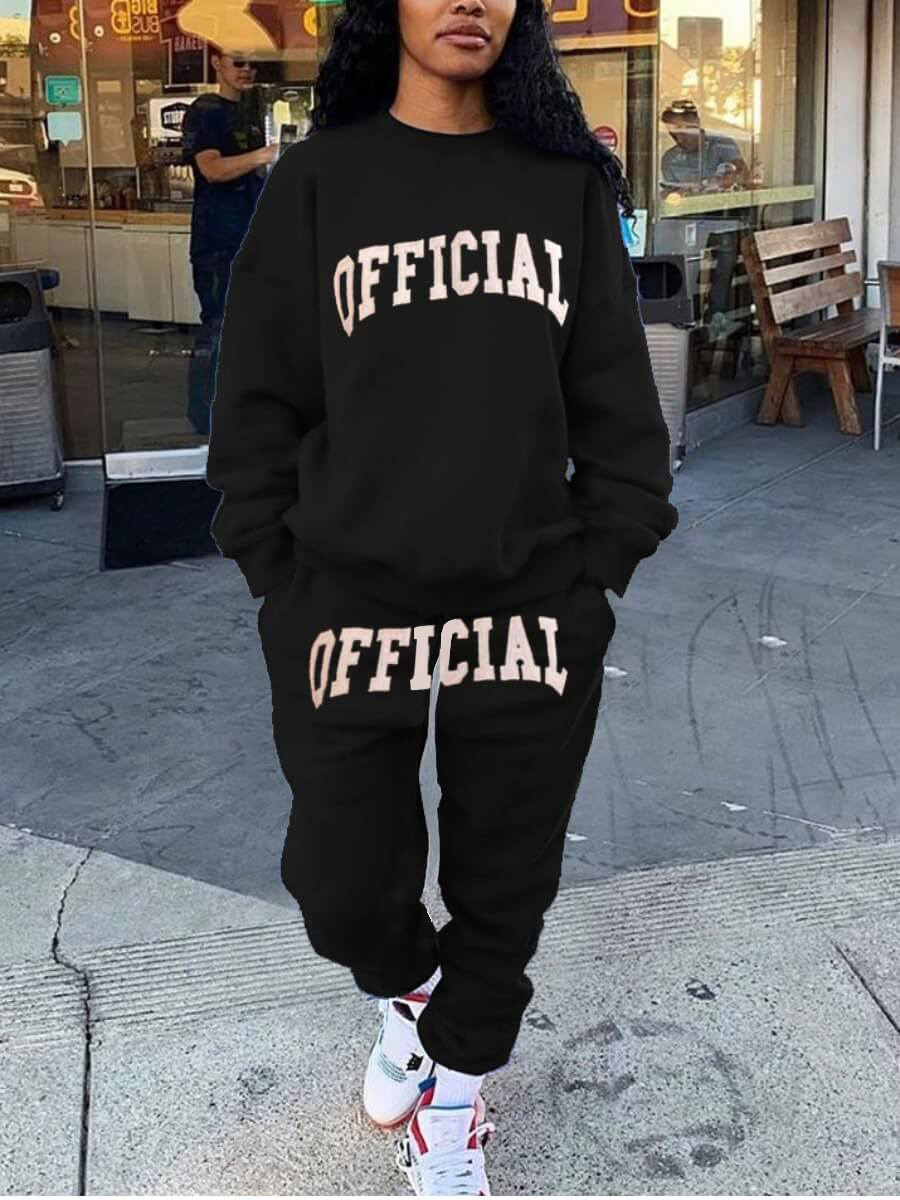 LW Official Letter Print Oversized Tracksuit Set