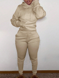 LW Lace Up Solid Color Regular Two-piece Pants Set