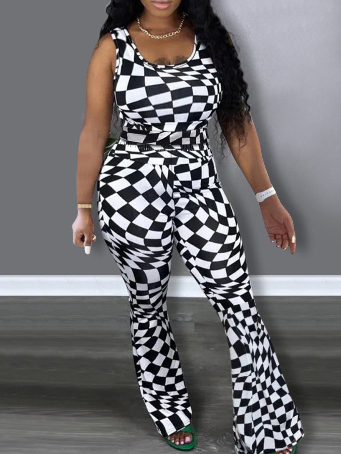 LW BASICS Plus Size Color Contrast Two-piece Pants Set