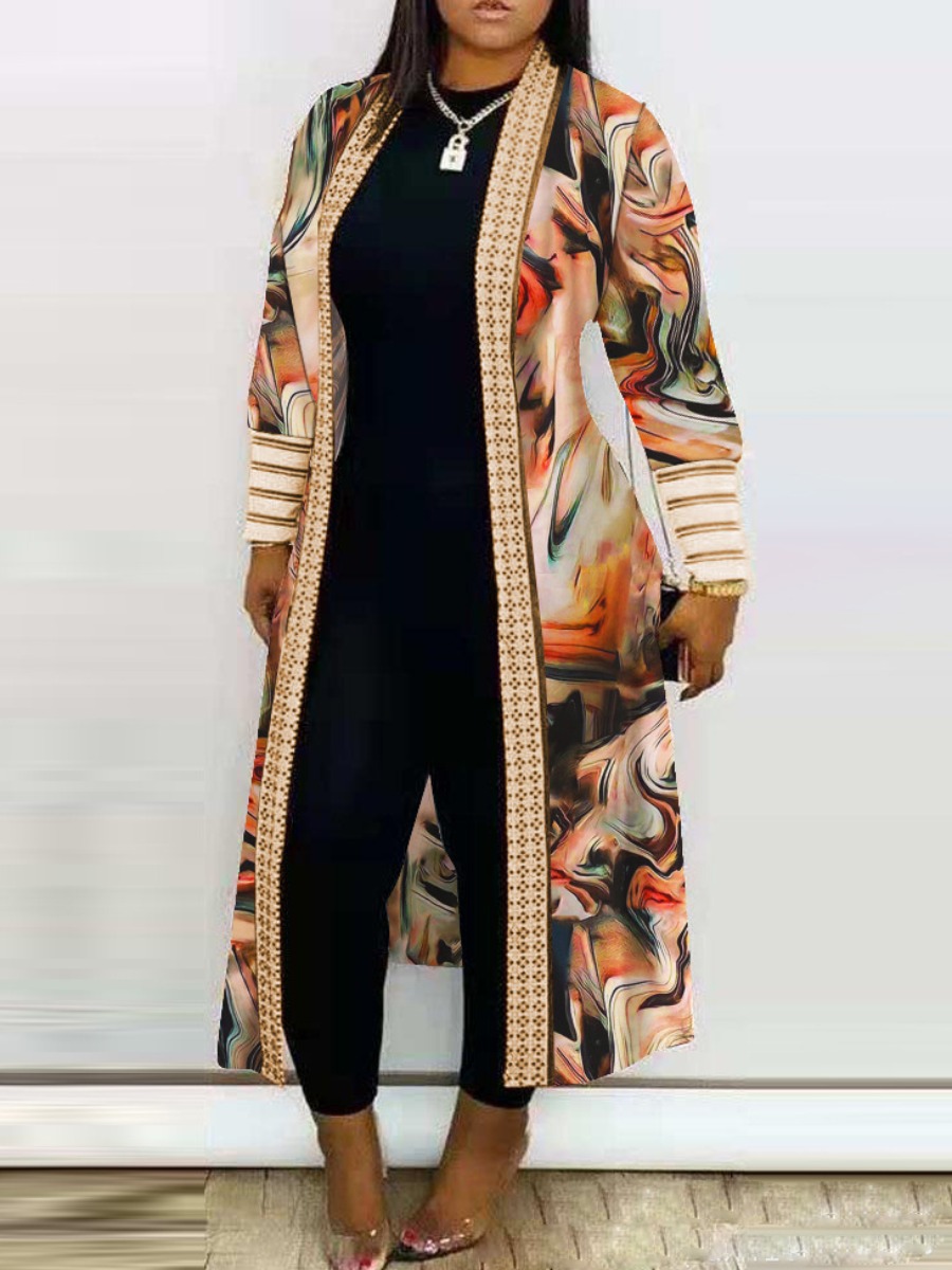 LovelyWholesale Plus Size Tie Dye Loose Cardigan Fall Long Sleeve Casual Pattern Conventional Collar  5X Spring Summer 2024