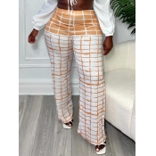 LW Plus Size High Waist Plaid Print Pants