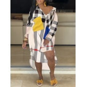 LW Plus Size Pattern Plaid Loose Multicolor Lattic