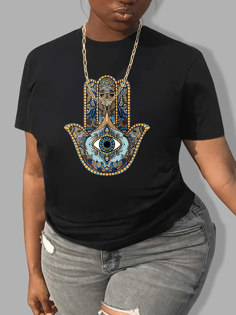 LW Plus Size Hamasa Hand Eye Print T-shirt