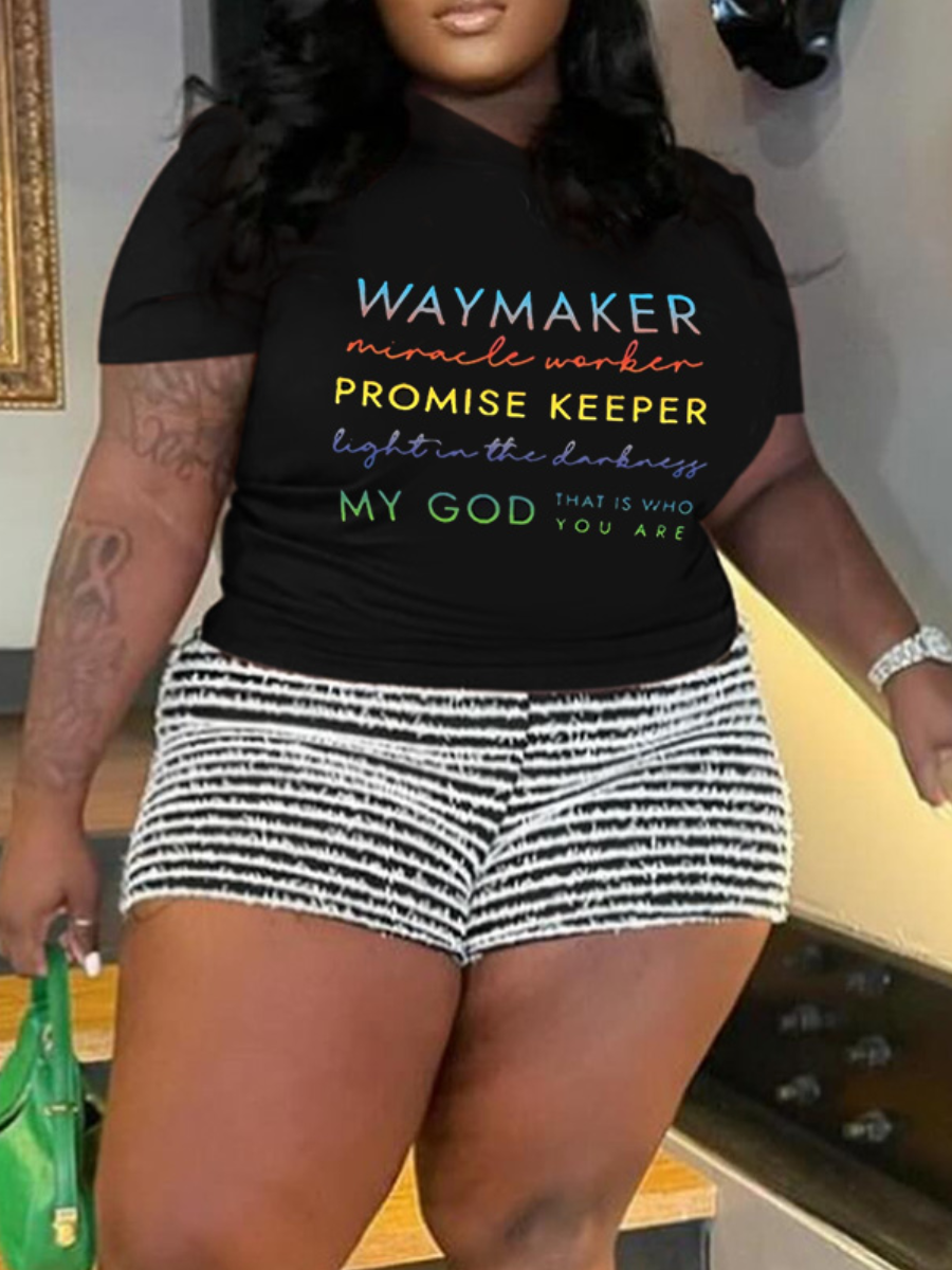 LW Plus Size Gradient Letter Print T-shirt