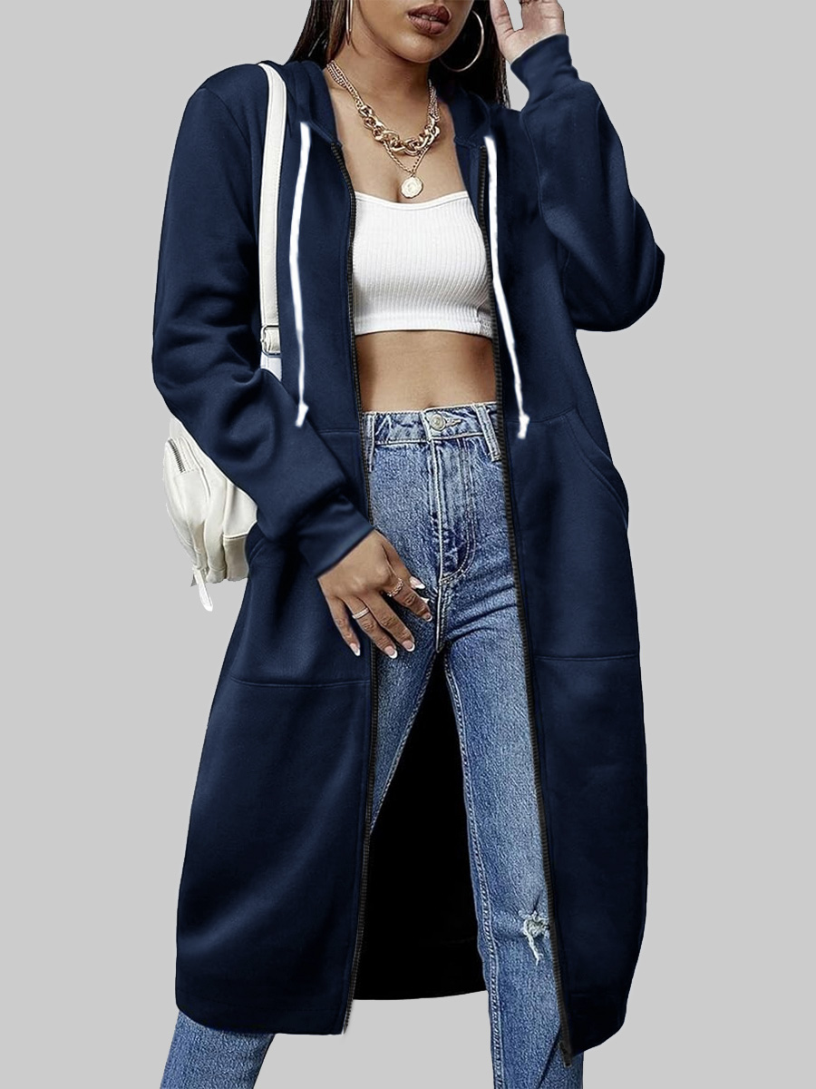LW Plus Size Hooded Collar Loose Coat