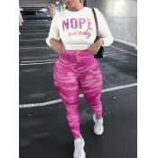 LW Plus Size Camo Letter Print Pants Set
