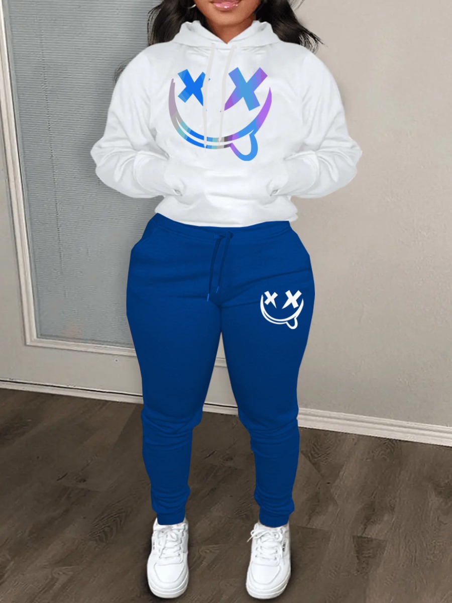 LW Plus Size Gradient Kangaroo Pocket Tracksuit Set