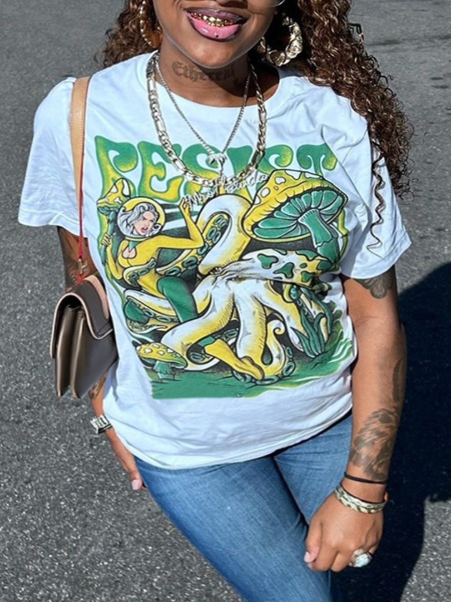 LW Plus Size Graffiti Letter Print T-shirt