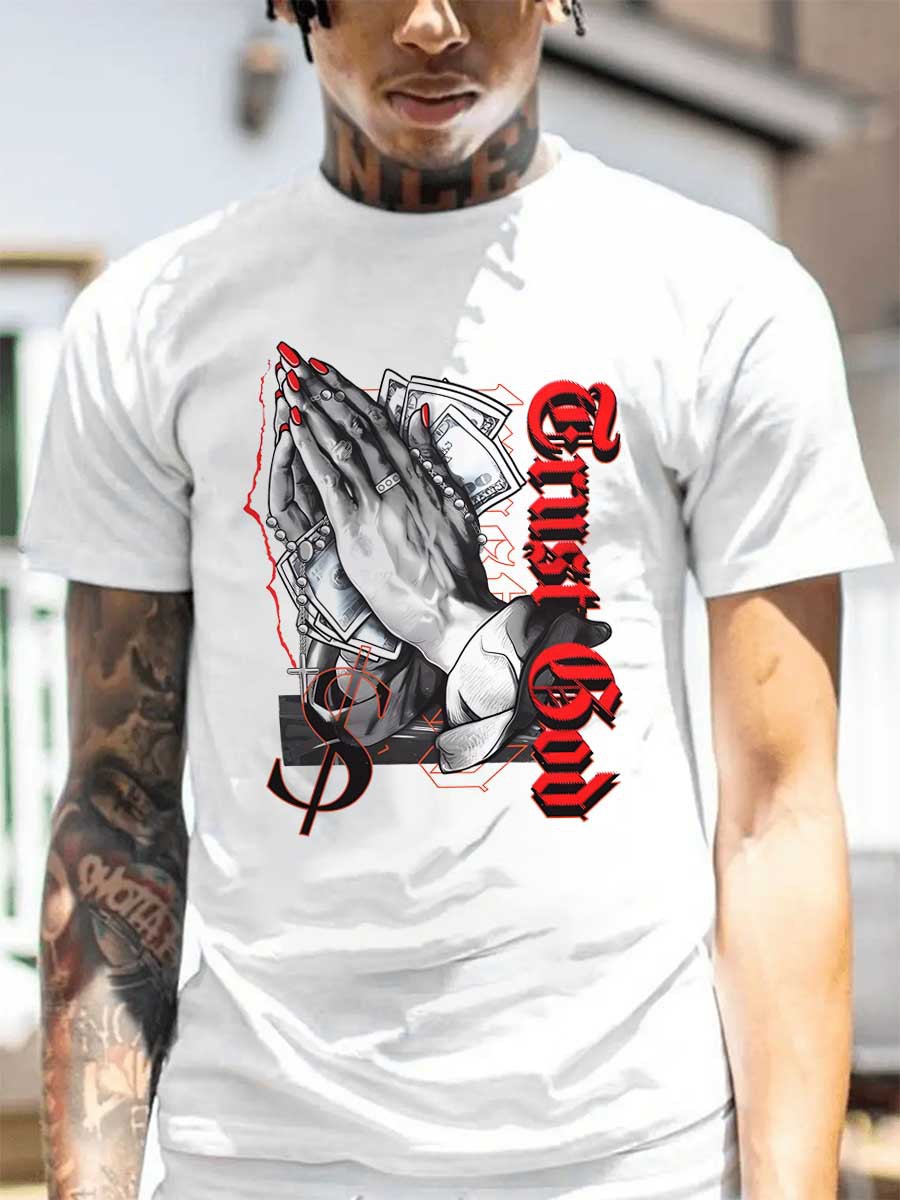 LW BASICS Men Money Palm Letter Print T-shirt