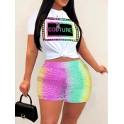 LW Plus Size Gradient Letter Print Shorts Set