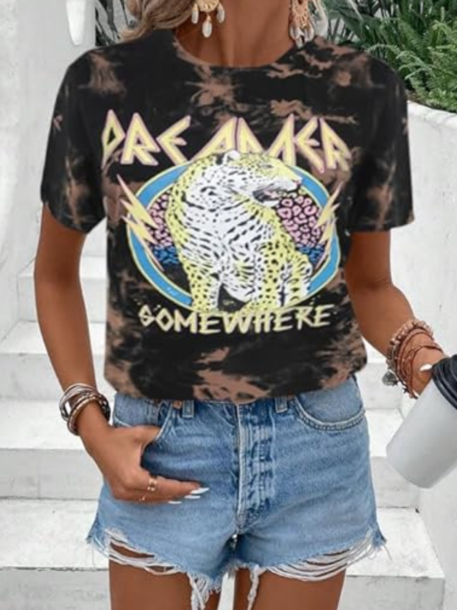 LW Round Neck Mixed Print T-shirt