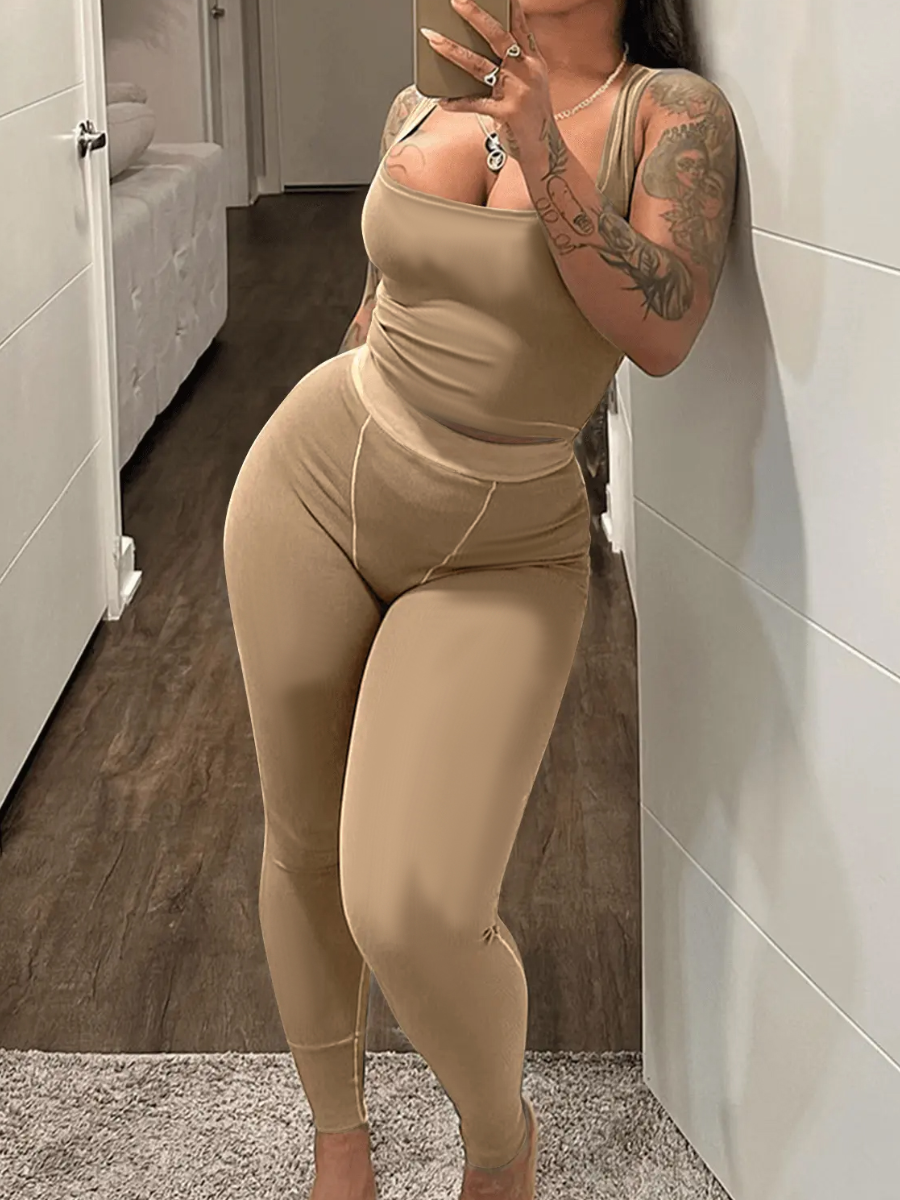 LW Plus Size Solid Color Two-piece Pants Set