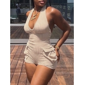 LW BASICS Pocket Design Backless Romper
