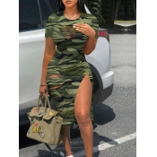 LW SXY Plus Size Camo Print Cut Out Ruched Drawstr