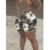 LW Plus Size High Waist Camo Print Shorts