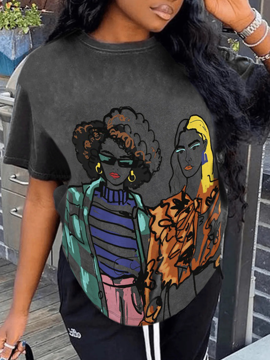 LW Graffiti Figure Print T-shirt