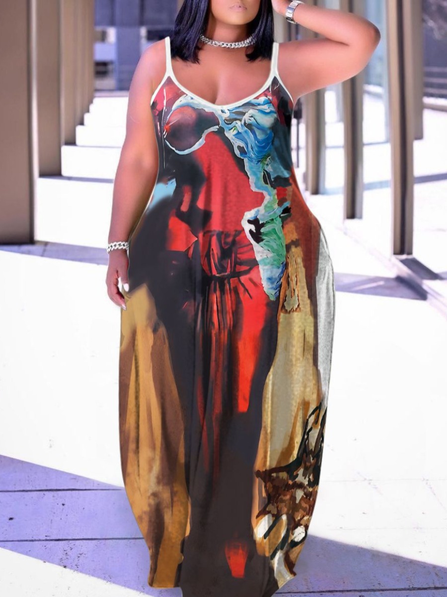 LW Plus Size Mixed Print Cami Loose Dress