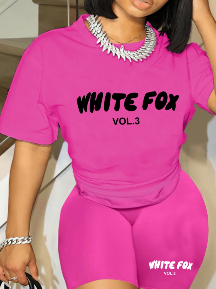 LW Plus Size Letter Print Regular Fit Shorts Set