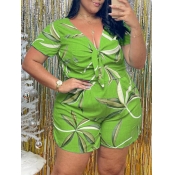 LW Plus Size Floral Print Front Knot Romper
