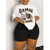 LW Plus Size Figure Letter Print Shorts Set