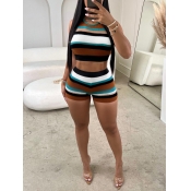 LW Crop Top Striped Shorts Set