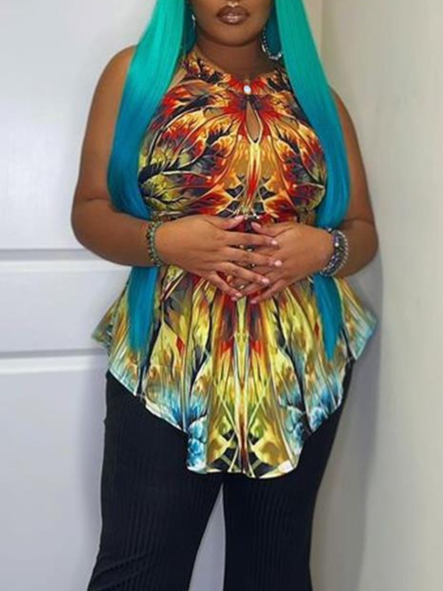 LW Plus Size Floral Print Asymmetrical T-shirt