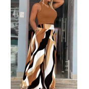 LW Plus Size Turtleneck Mixed Print Wide Leg Pants