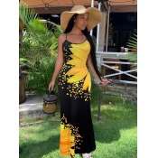 LW Sunflower Print Cami Maxi Dress