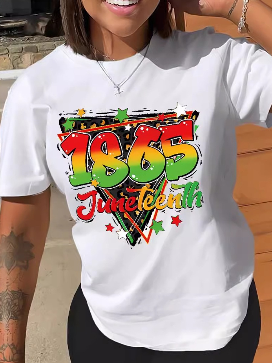 LW Juneteenth Star Letter Print T-shirt