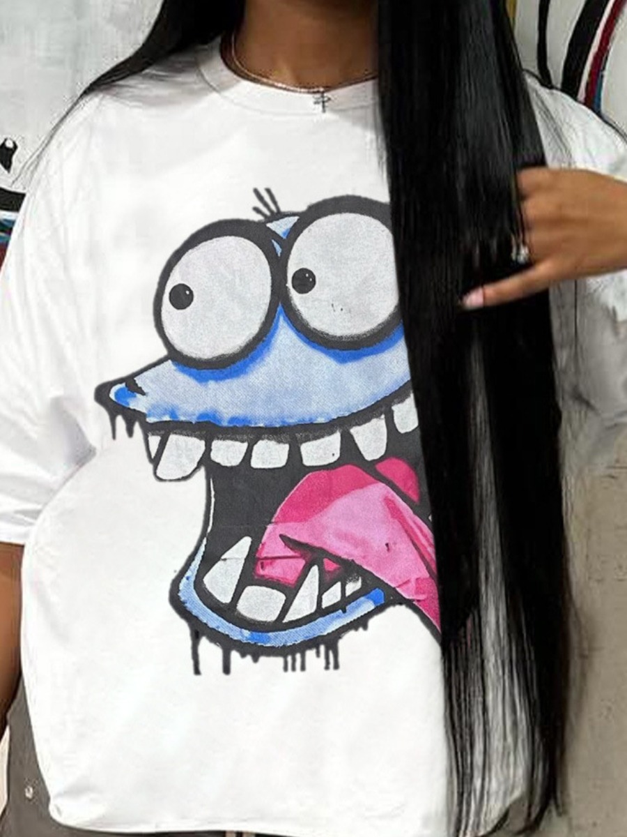 LW Graffiti Cartoon Print T-shirt