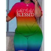 LW Plus Size Gradient Blessed Letter Print T-shirt