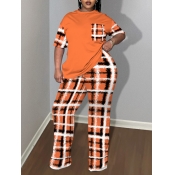 LW BASICS Plus Size Plaid Print Pocket Design Wide