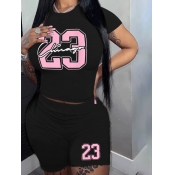 LW Number 23 Letter Print Shorts Set