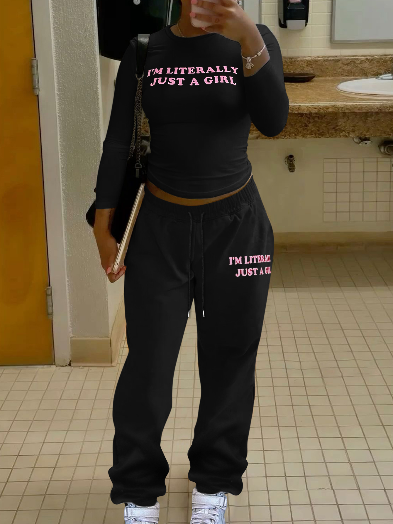 LW BASICS Letter Two-piece Pants Set