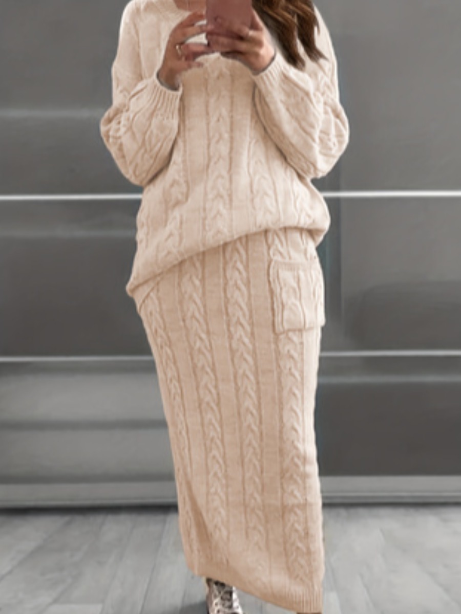 LW BASICS Plus Size Wrap Solid Color Two-piece Ski