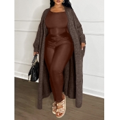 LW Plus Size Pocket Design Solid Color Sweater