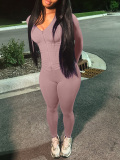 LW None Solid Color Two-piece Pants Set