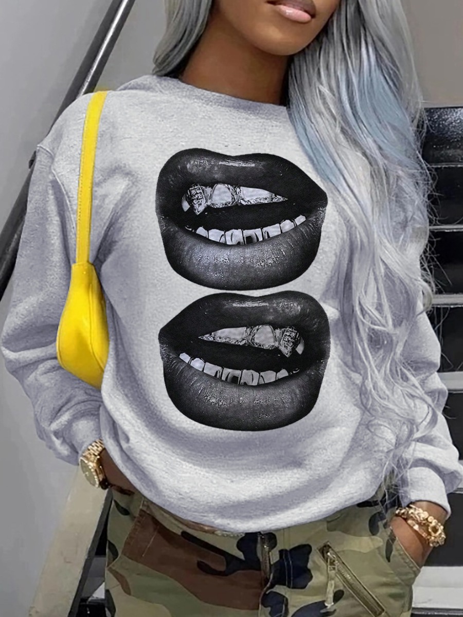 LW Pattern Lip Print Sweatshirt
