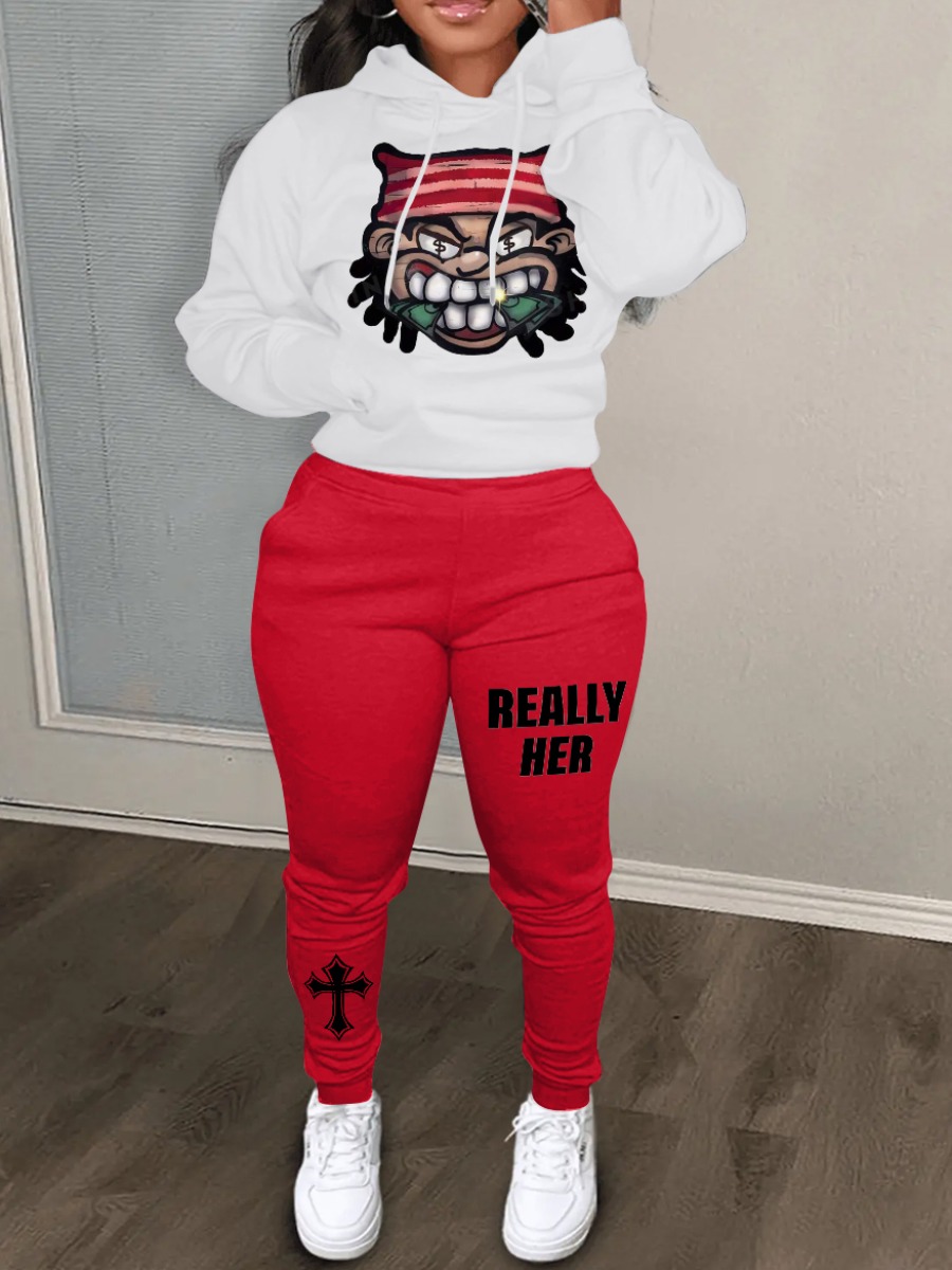 LW Casual Polyester Hooded Collar Pattern Cartoon 